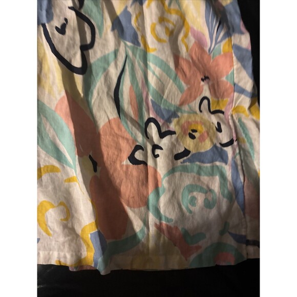 Rachel Zoe Skirt Womens Small White Yellow Floral Linen Midi Resort - Picture 3 of 5